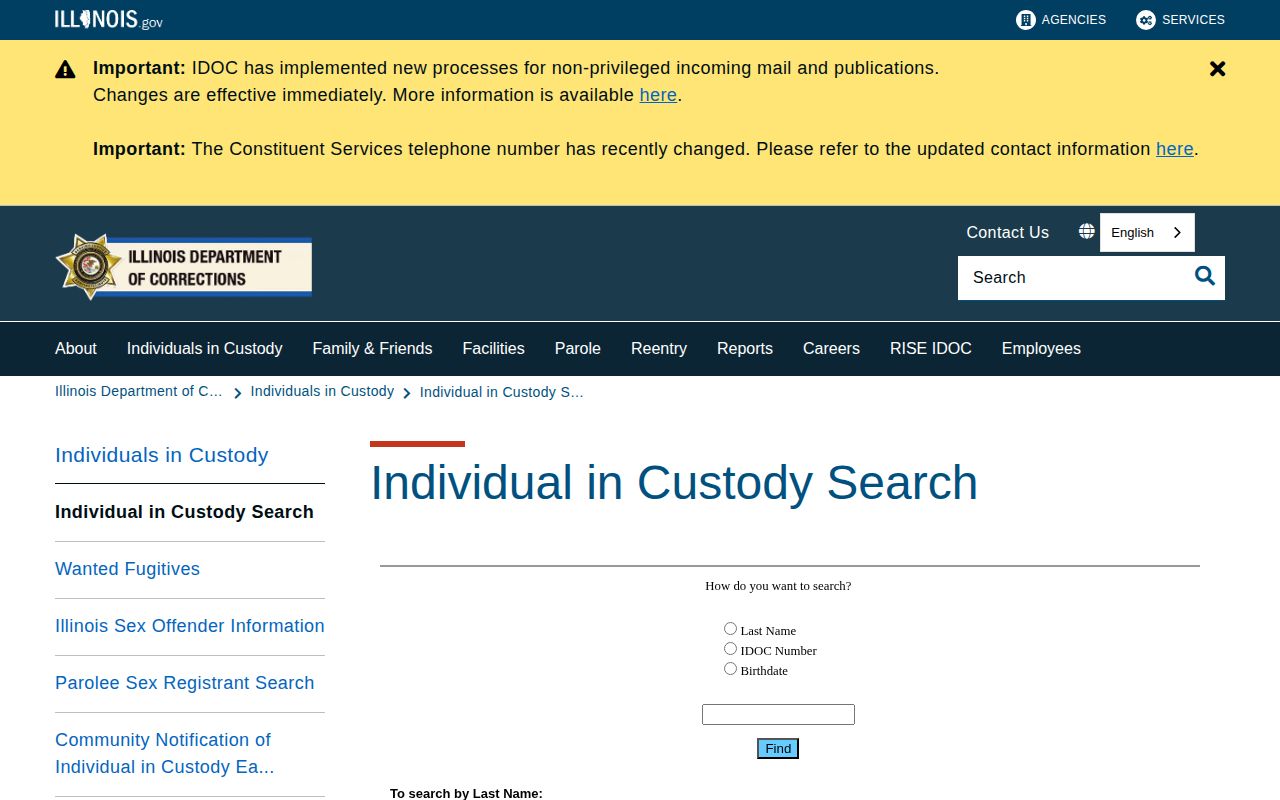 Illinois Department of Corrections search for Hancock County arrest custody records
